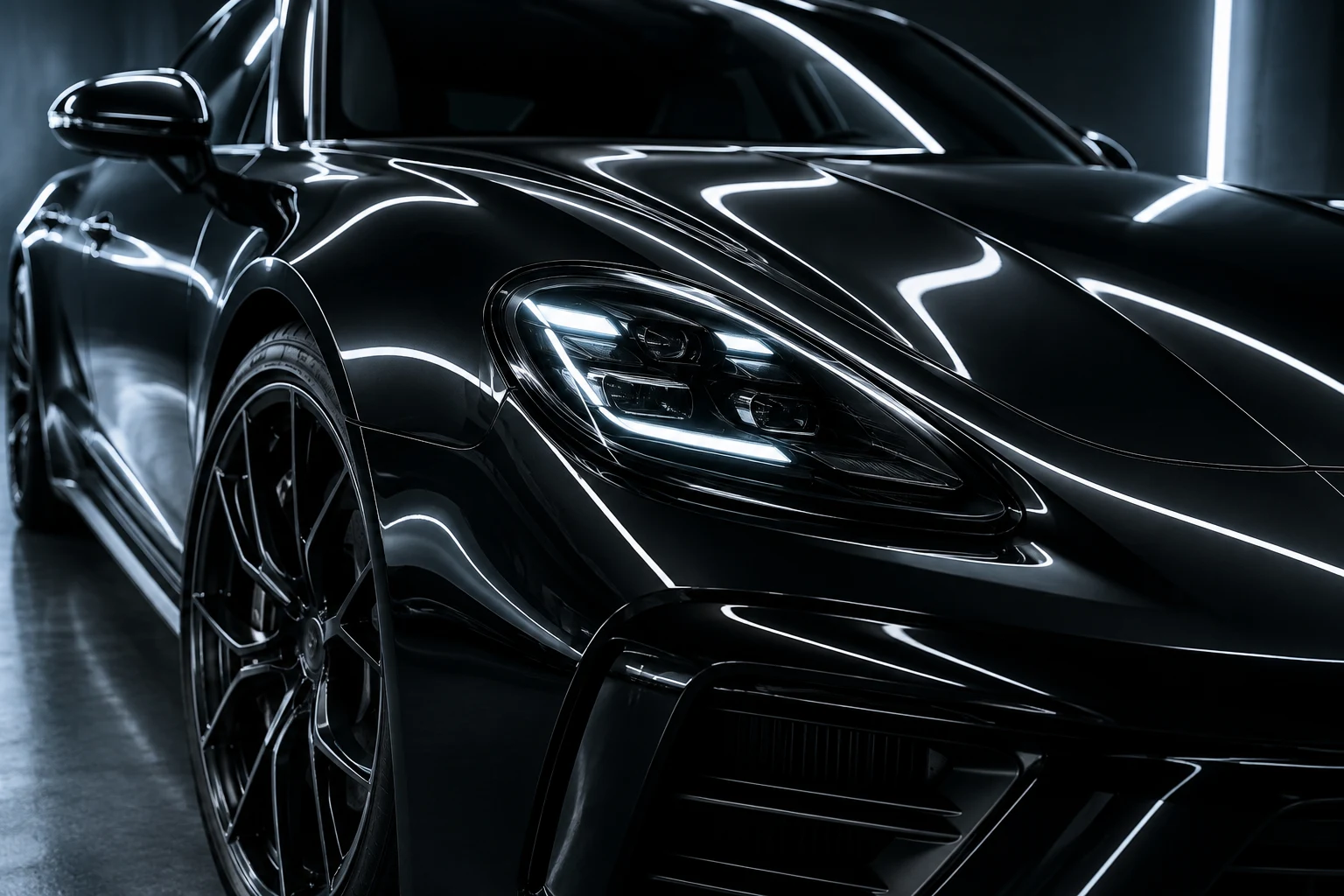 Illustrative close-up of glossy automotive paint