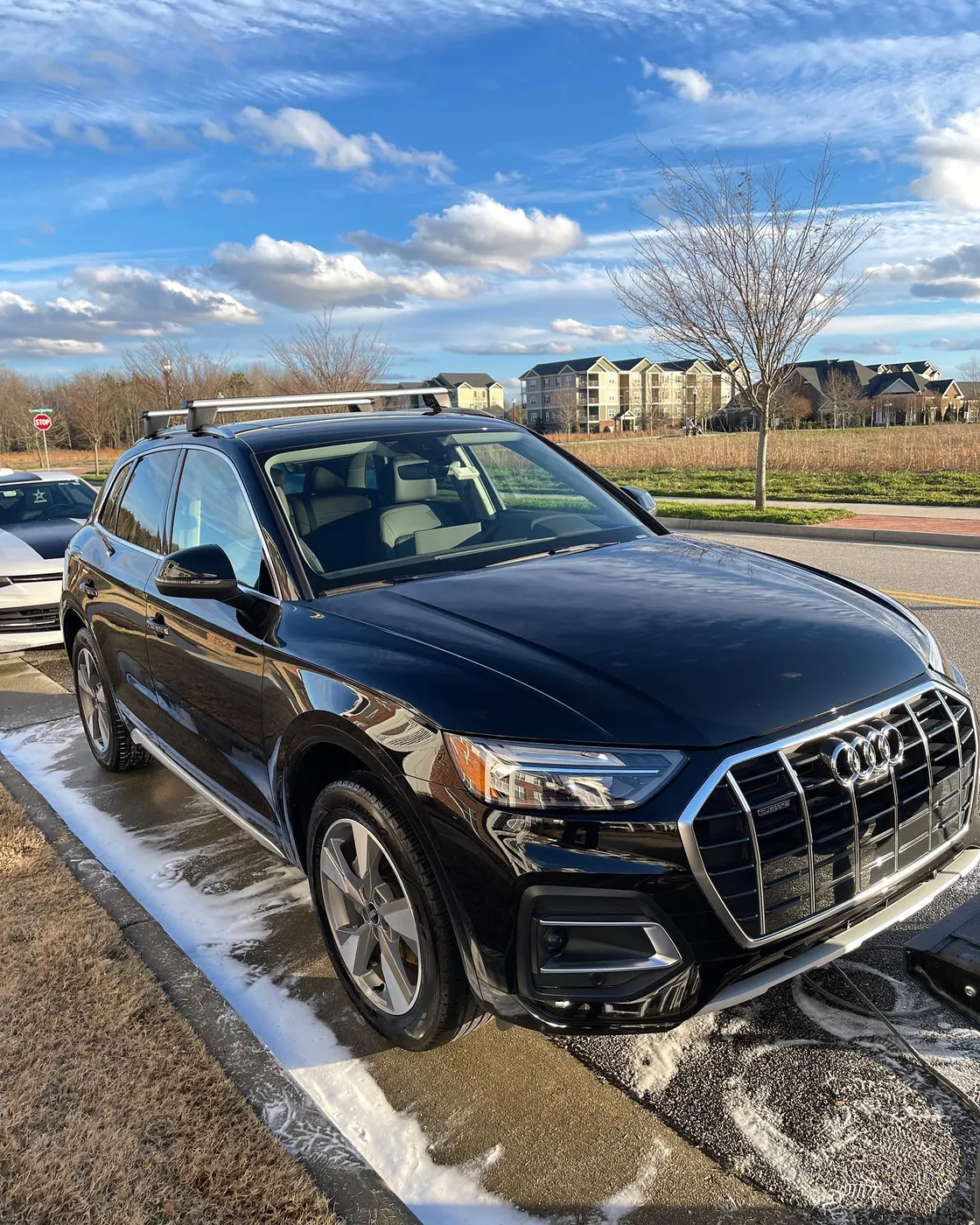 Black Audi crossover after exterior detailing